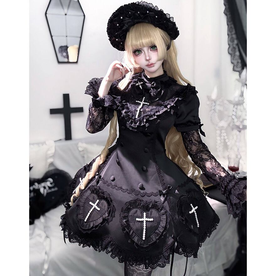 ゴスロリ ダークウィドウ 魔女 ボンネット 病み可愛い ダークゴシック