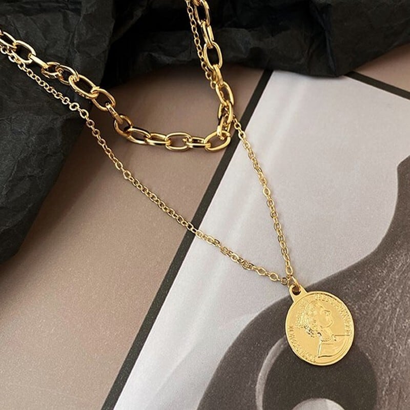 二連チェーンコインネックレス 100097 | coto.meki