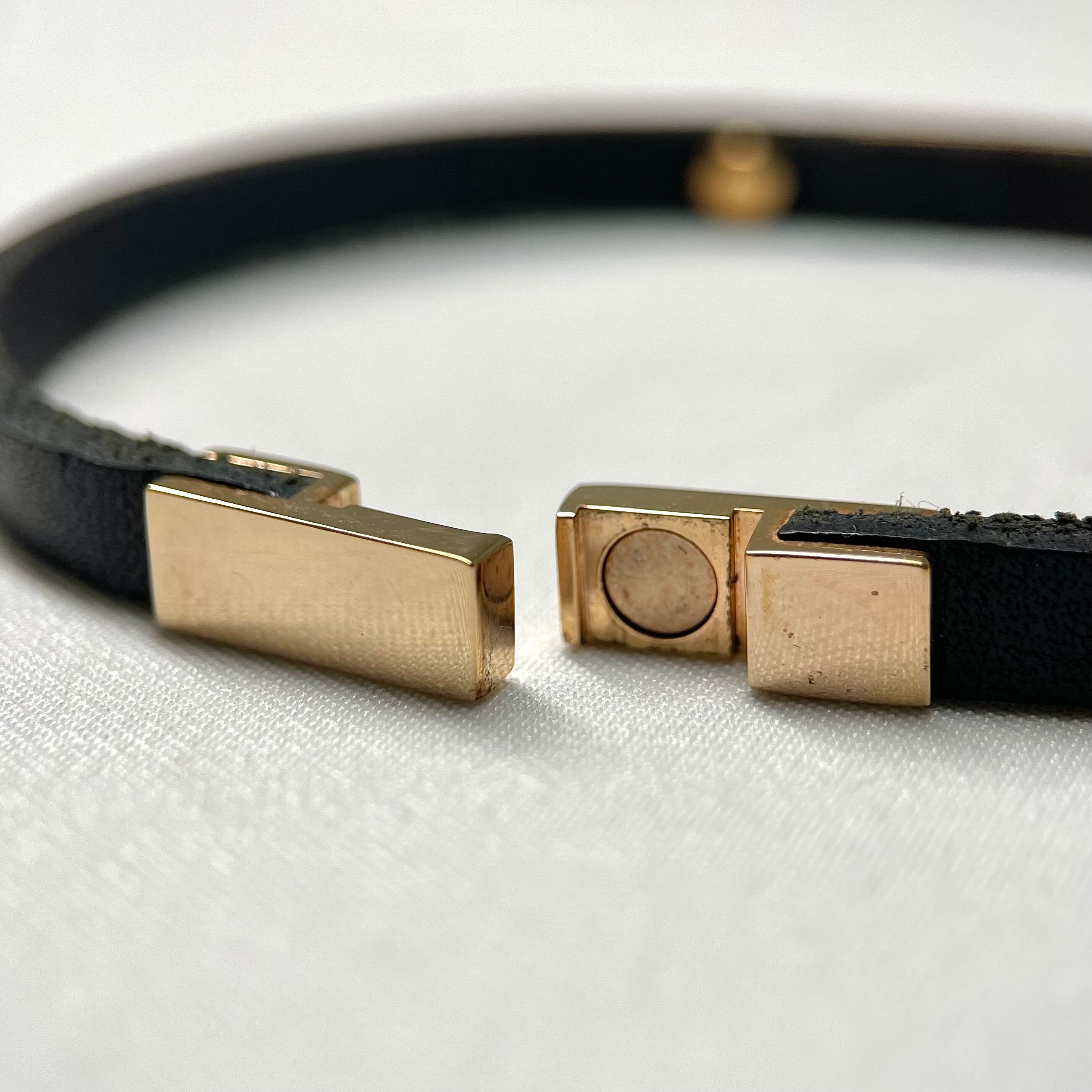 SAINT LAURENT PARIS IDプレート ブレスレット レザー GP ピンク SAINT LAURENT PARIS IDプレート ブレスレット レザー GP ピンク