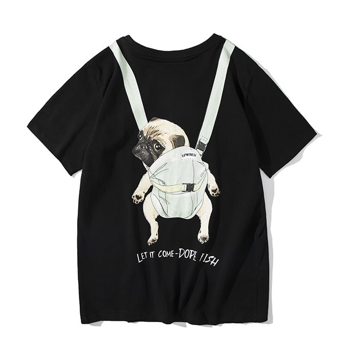 おんぶ パグ Tシャツ | Korean unisex fashion セレクトショップ