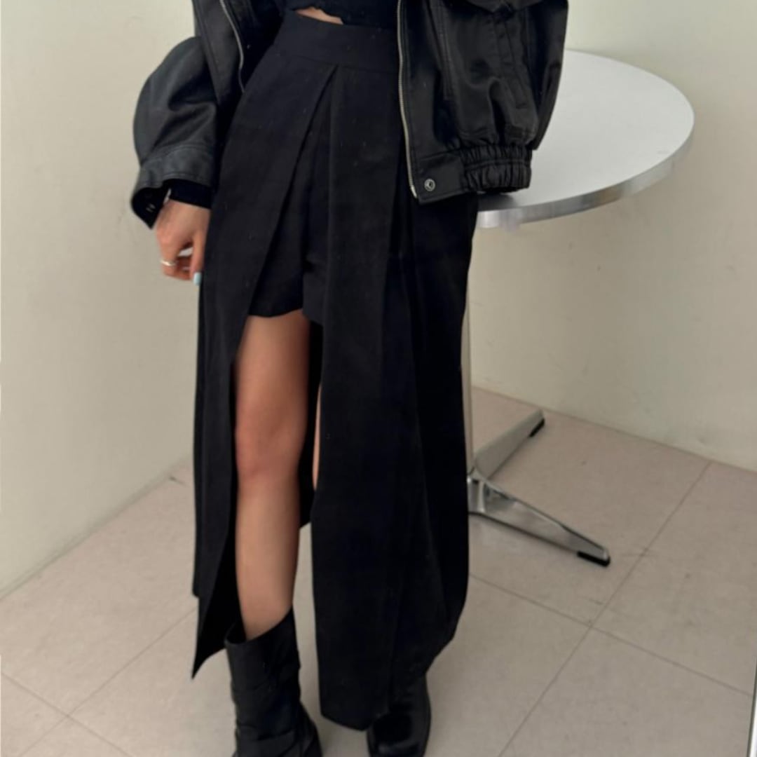 ショートパンツ付き スリット ロングスカート 3412582