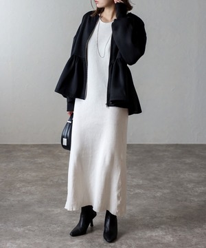 アンチピリング加工裏起毛フロントジップペプラムスウェット【a-50272】.