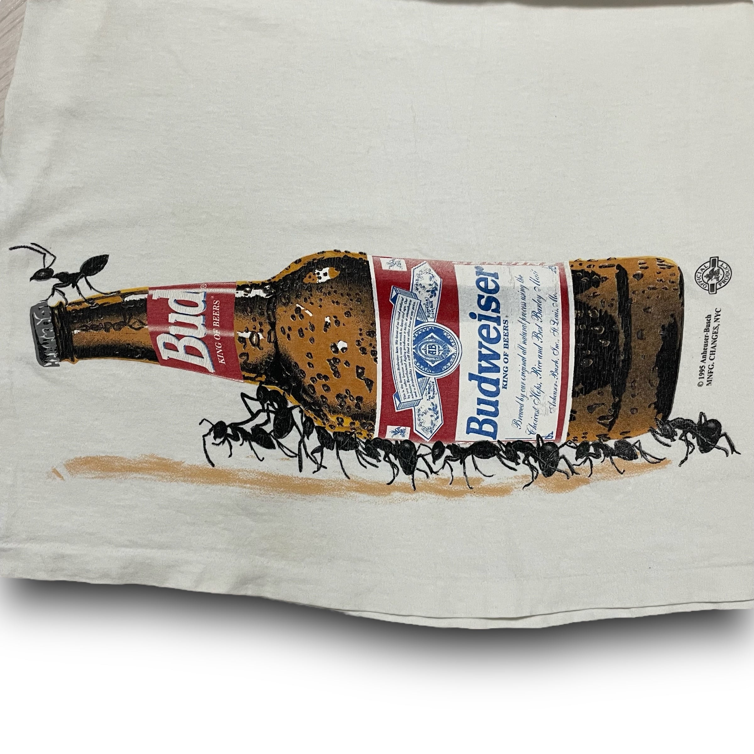 L】【90年代】【USA製】Budweiser バドワイザー お酒Tシャツ プリントT