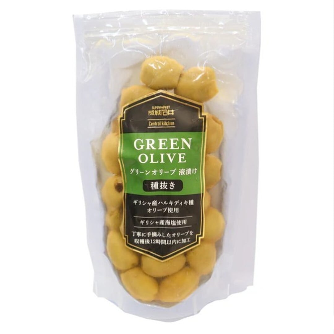 〈成城石井〉成城石井自家製 グリーンオリーブ液漬け (種抜き) 170g