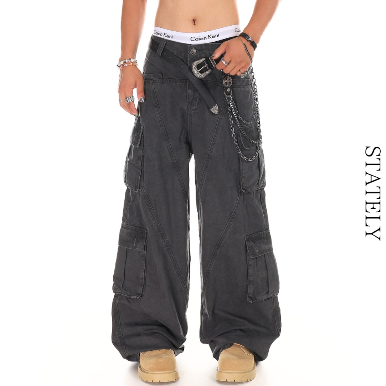 Unisex ヴィンテージカーゴ Wide Pants/2color_B77・画像4