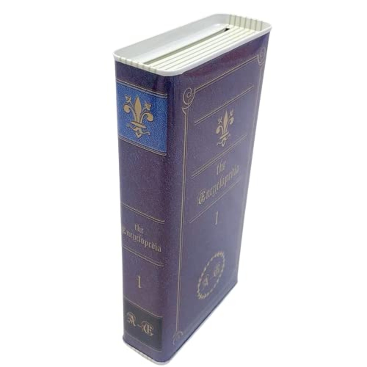 お札専用貯金箱 ブック柄 ブルー 1個