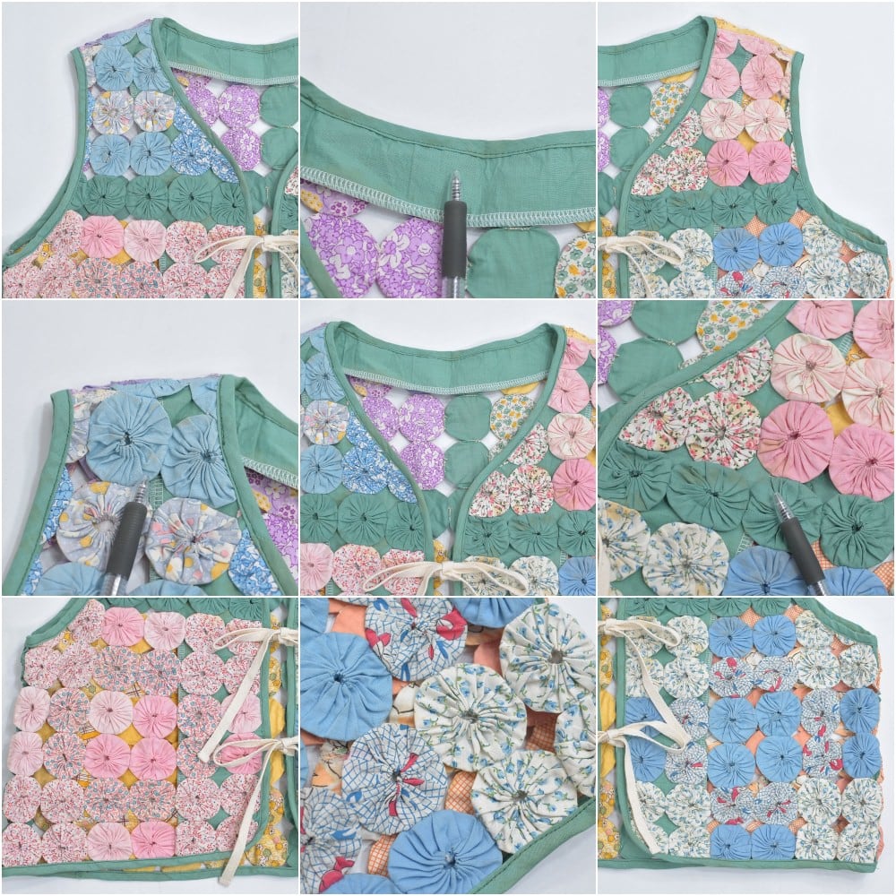 Remake ハンドメイド デザイン リメイク ヨーヨーキルト ベスト パッチ