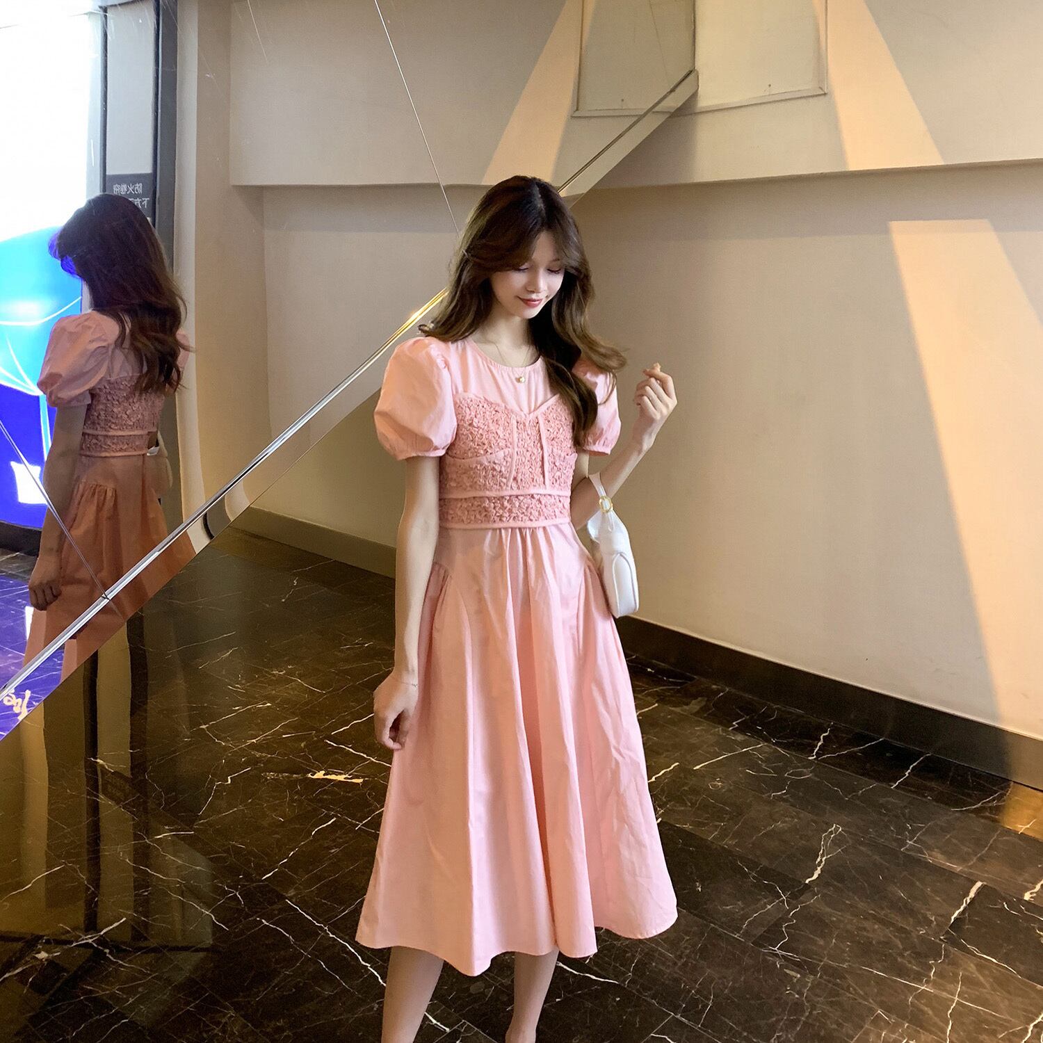 サマースタイルドレス ウェスト薄手スカート 大人ガーリー スウィート キュート カジュアル 夏物 6Du_Shop_Women73574121823