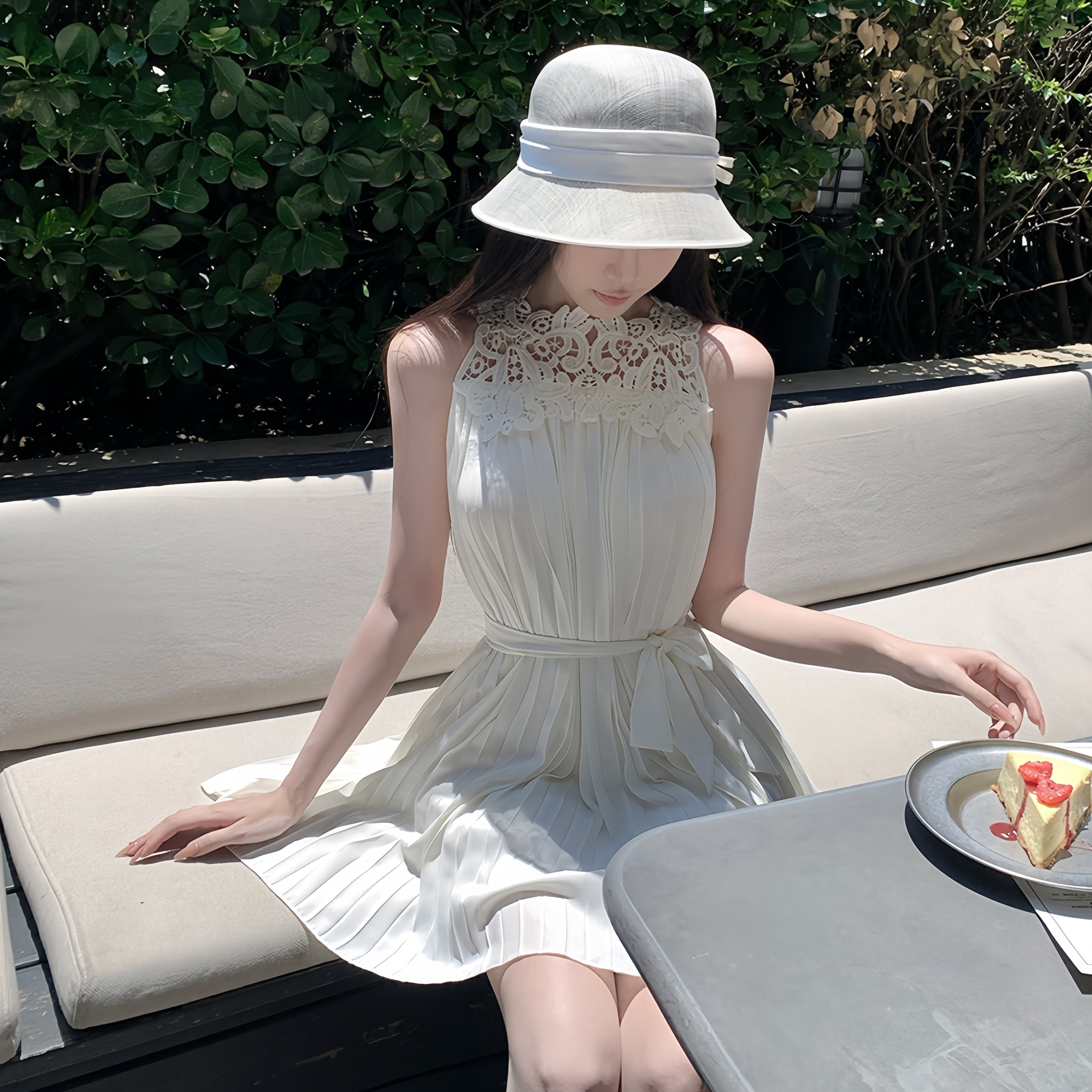 【dress】レースドッキングプリーツワンピース N3277