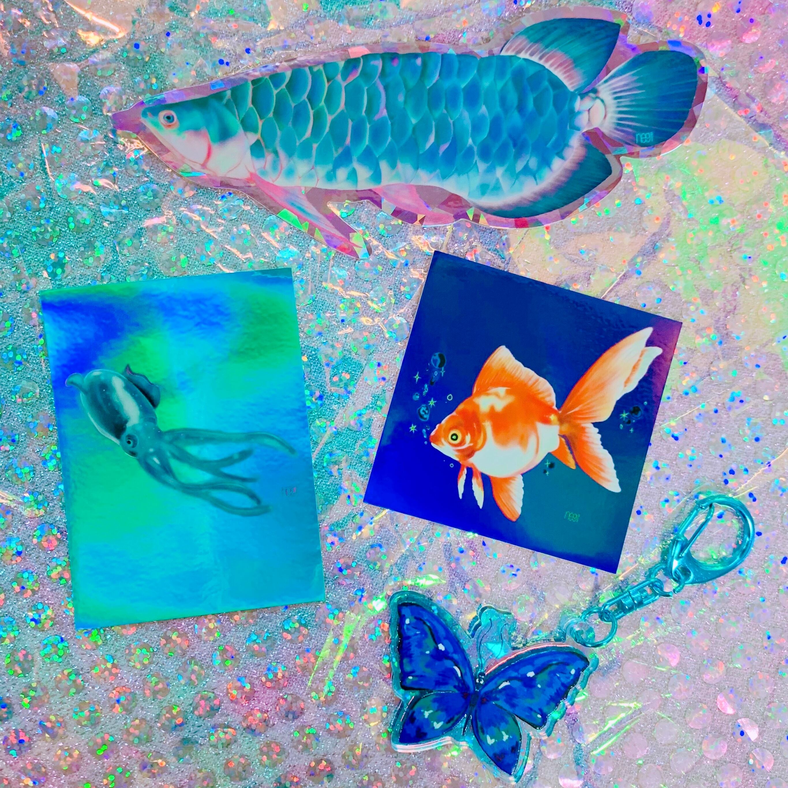 オーロラ金魚ステッカー | naginegi
