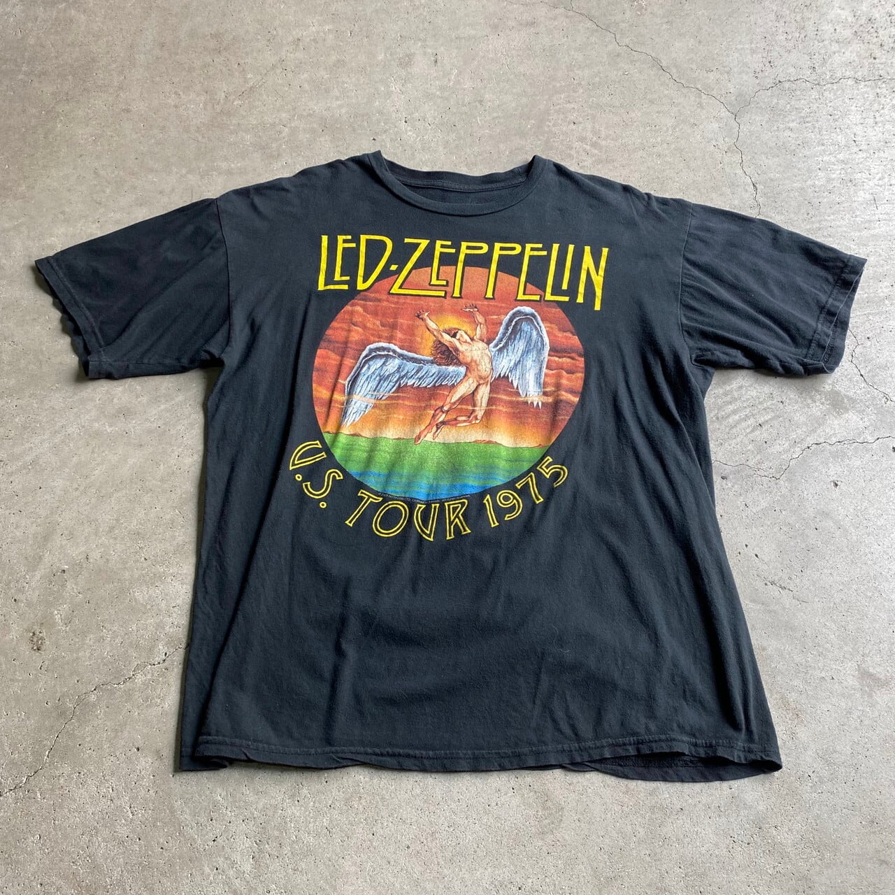 00年代 LED ZEPPELIN レッドツェッペリン U.S.TOUR 1975 リプリント バンドTシャツ メンズL 古着 ブラック 黒色 バンT  00s【Tシャツ】 | cave 古着屋【公式】古着通販サイト