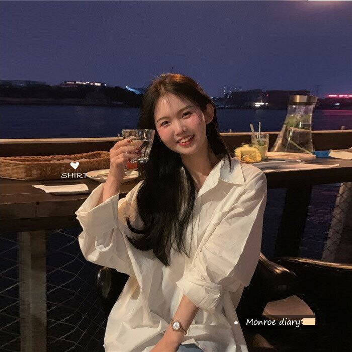 ホワイトシャツ スプリング薄手ジャケット トップス サマー ロング 春物 夏物 モンロー37977189349