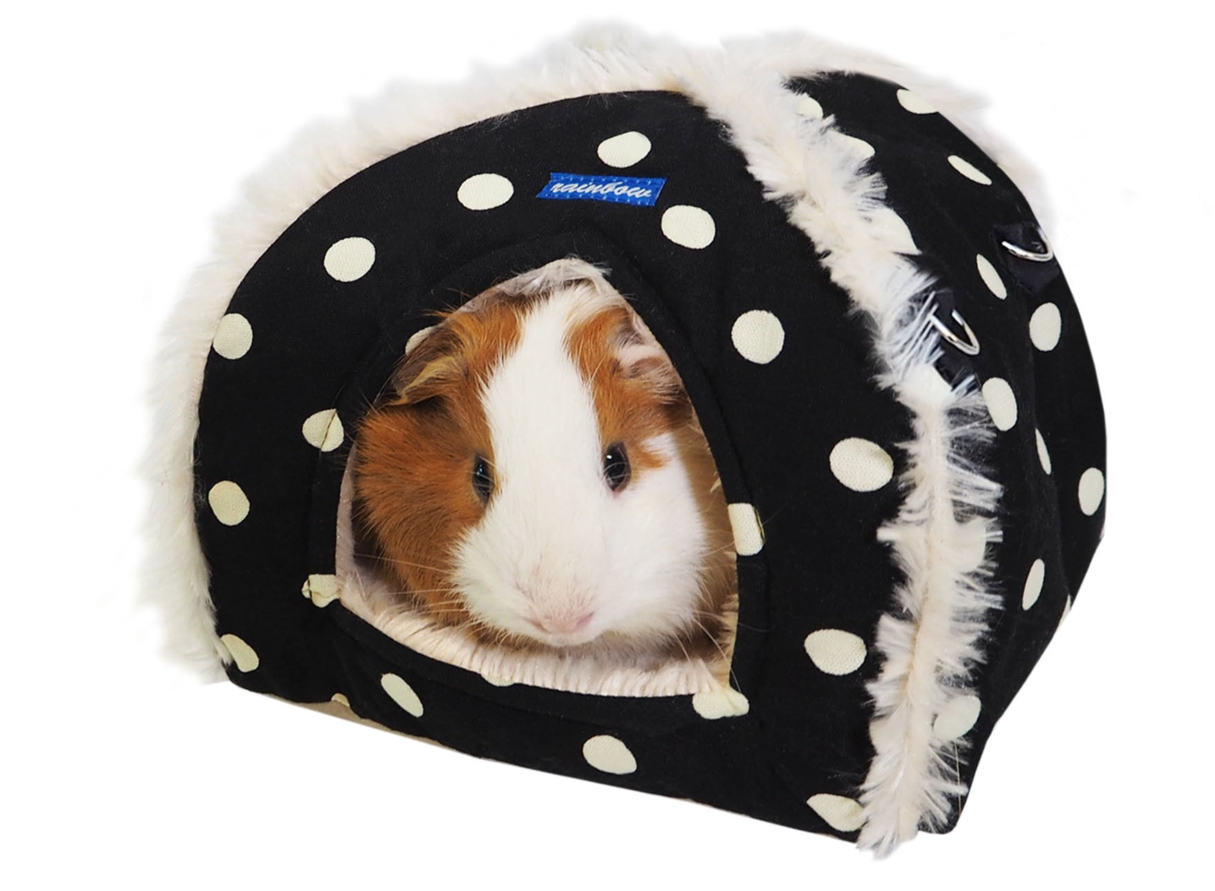 【小動物用品】ゆらゆらテントハウス　水玉レッド/水玉ブラック