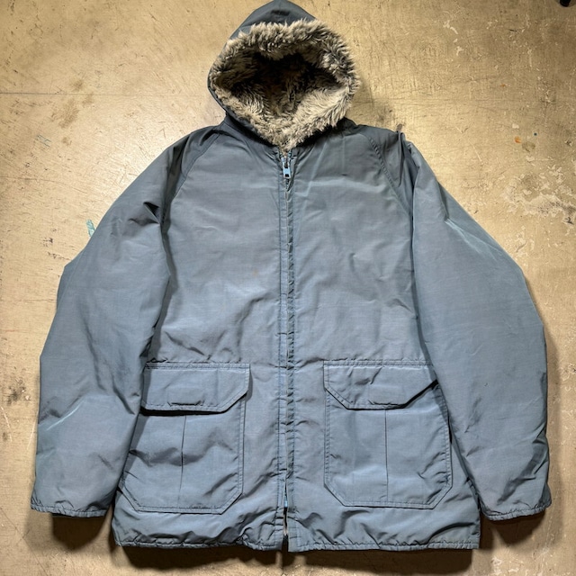 70's~ Woolrich ウールリッチ ウルフジャケット マウンテンパーカー 裏ボア フェイクファー スレートブルー アウトドア レアモデル Mサイズ USA製 希少 ヴィンテージ BA-2449 RM2868H