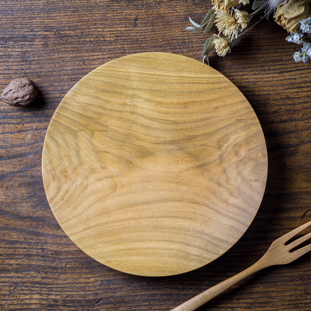 ヤマザクラ材 7寸ウッドプレート（パン皿・木の皿・木製プレート）／Canaria Wood Works