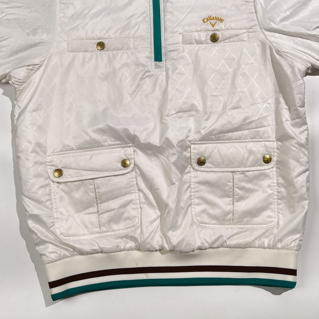 Callaway X SERIES キャロウェイ ハーフジップ 半袖 中綿 ジャケット LL /ホワイト系 ゴルフウェア WARM SPORT 防寒 スポーツ