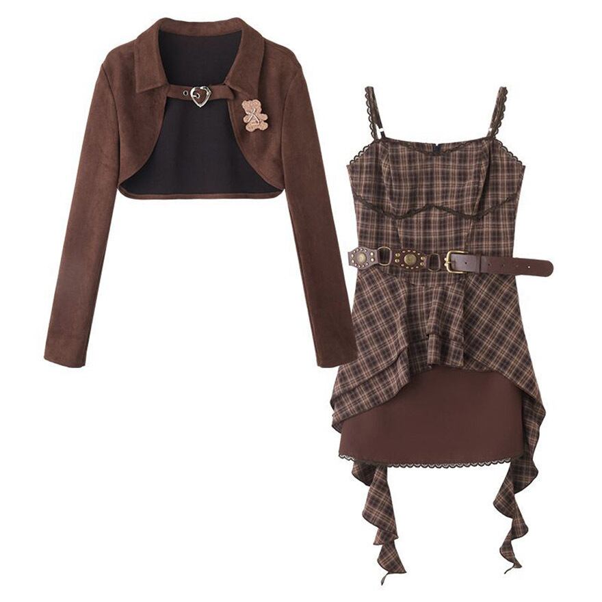 スチームパンク セットアップ レトロ ジャケット ミニワンピ チェック柄 ライブ イベント衣装