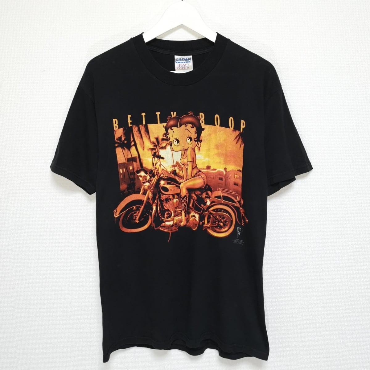 送料無料 M 90s BETTY BOOP ベティちゃん Tシャツ バイカー GILDAN 