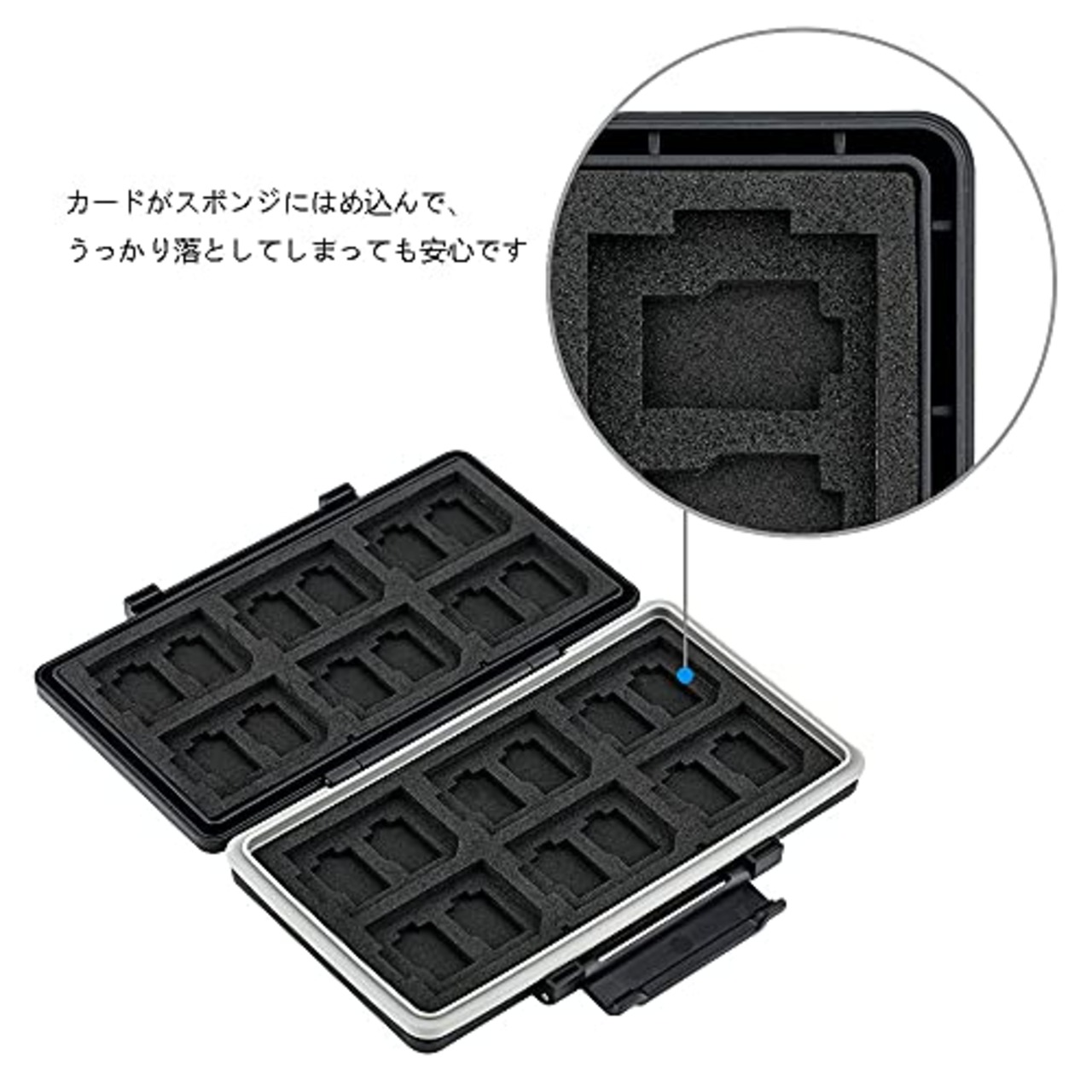 JJC 36 スロット 大容量 メモリーカードケース 12枚 SD SDHC SDXC カード + 24枚 MicroSD TF MSD カード 収納ケース 耐衝撃 防塵 防湿