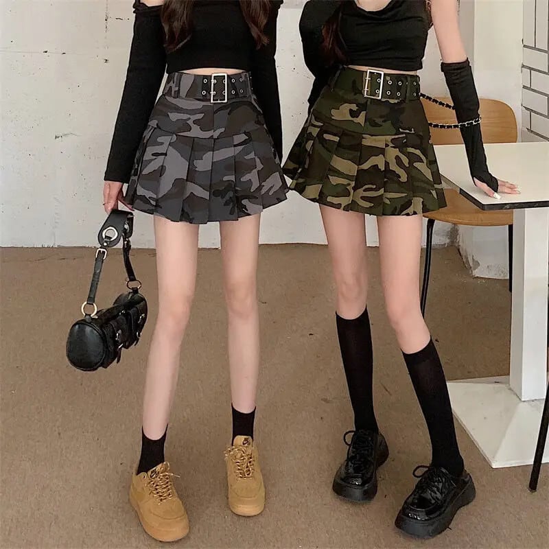 送料無料 アパレル JMPRS 迷彩ミニスカートベルト付き女性のセクシーな