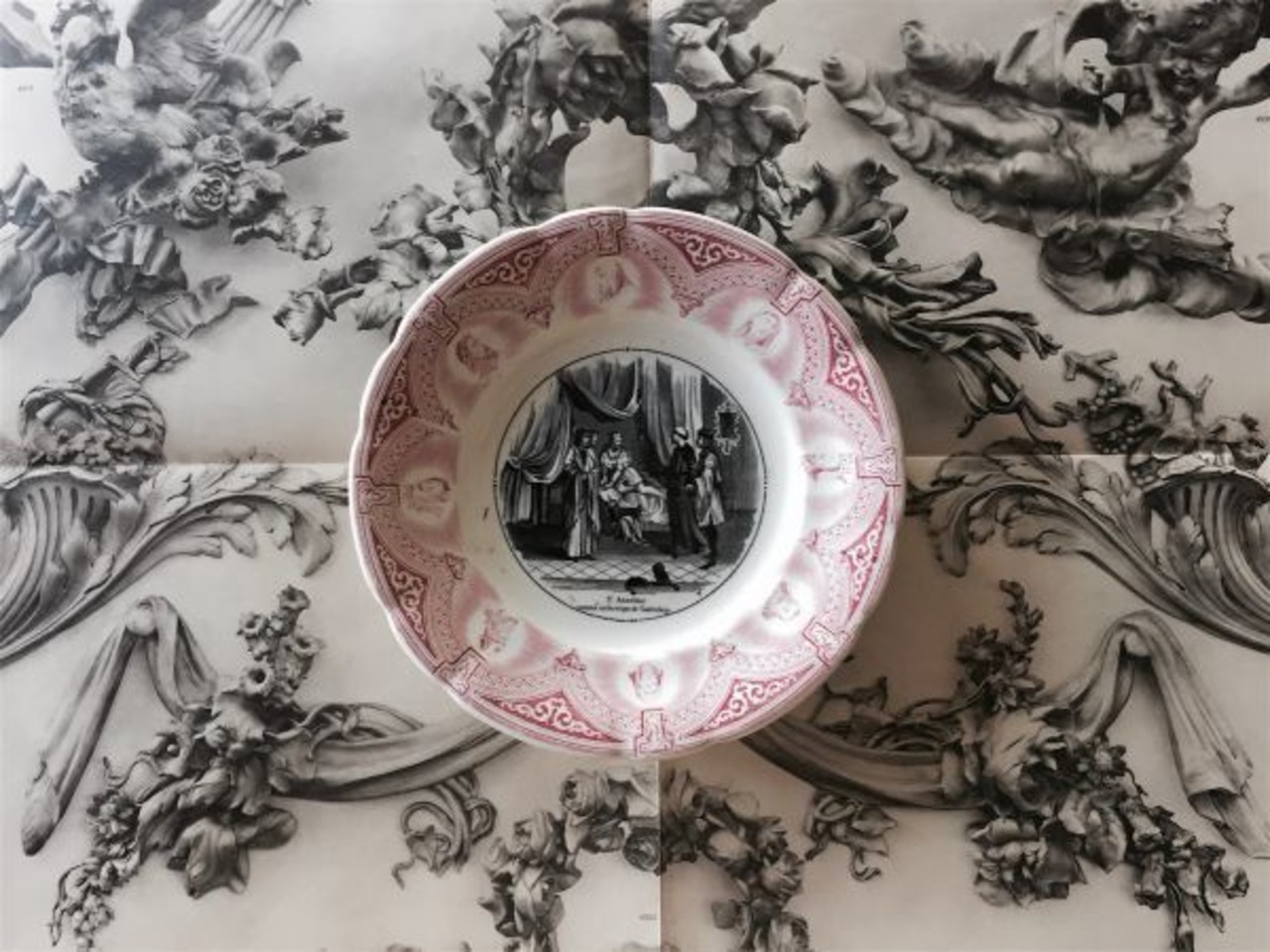 1875s~ Sarreguemines 聖人と聖人と聖人たちのプレートc サルグミンヌ