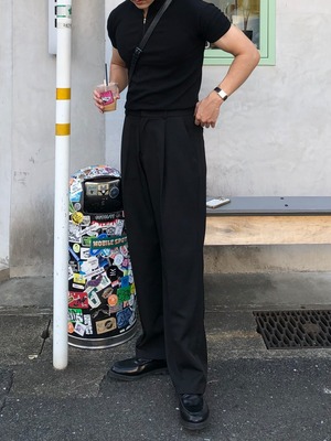 Basic One-Tuck Semi Wide Slacks(3color)