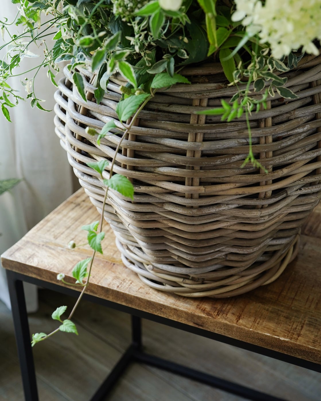 グレーラタン バスケット Old Jar φ35cm (top φ22)【植木鉢カバー