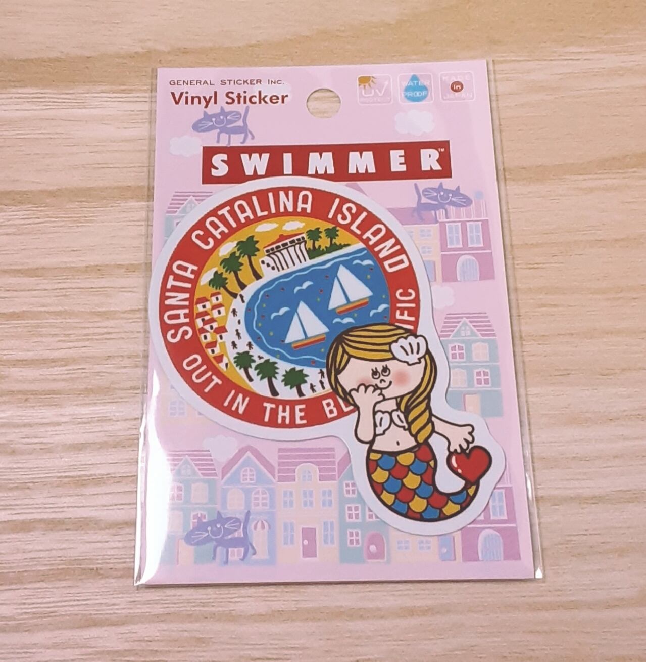 3枚ｾｯﾄ Swimmer うさぎ 人魚 Love ステッカー ｽｲﾏｰ かわいい ﾊﾟｽﾃﾙ ﾚﾄﾛ Omokokoro