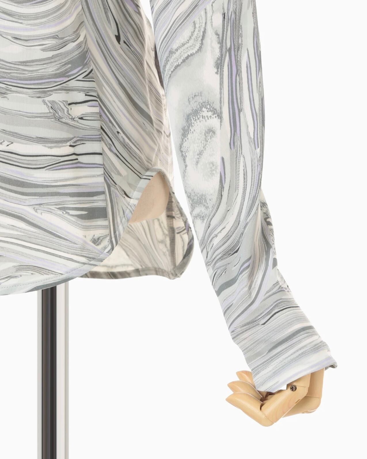 Mame Kurogouchi】Marble Print Jersey High Neck Top/grey | TOLMA.