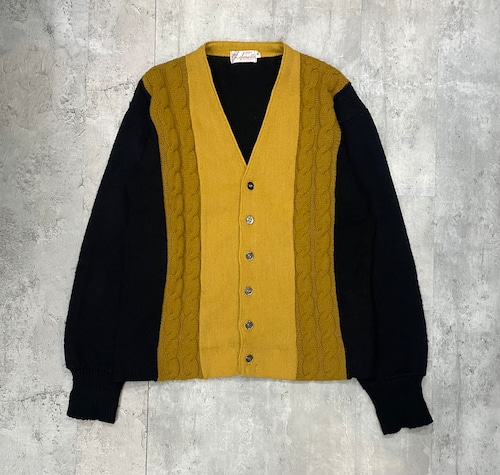 VINTAGE ACRYL BICOLOR CABLE CARDIGAN