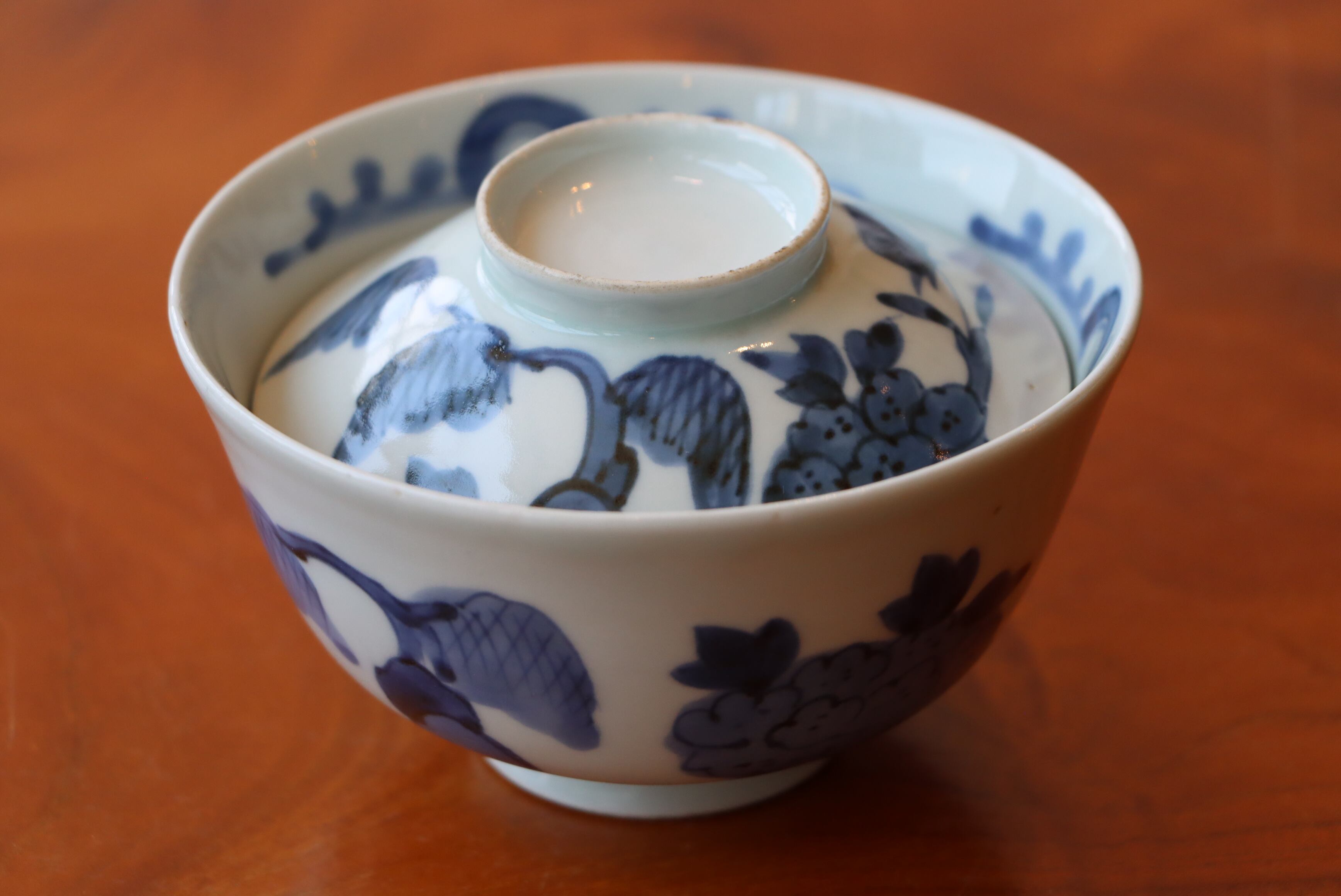 蓋茶碗 三客組 古伊万里 染付 花鳥文 | (有)新原美術