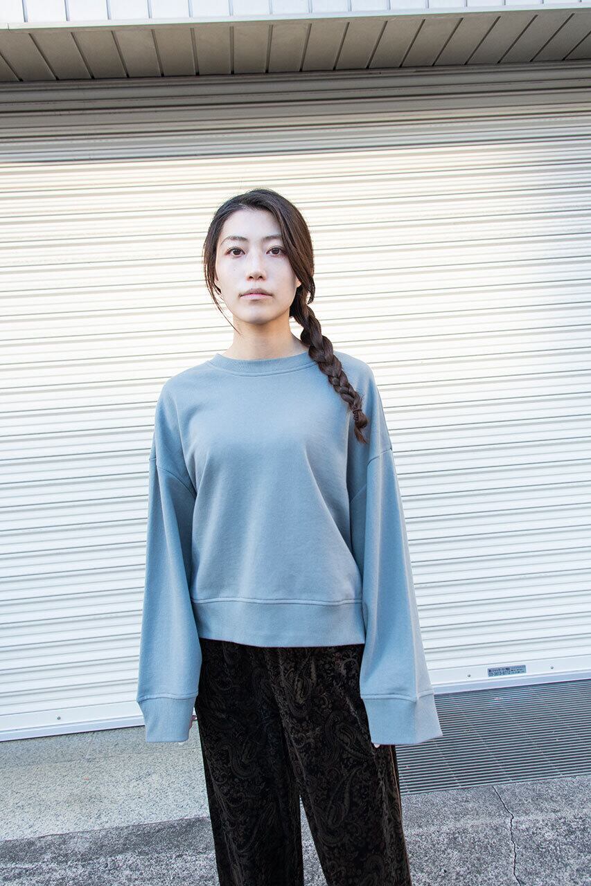 裏毛クルーネックPO_水色