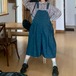 ハート刺繍デニムサロペットパンツ ・12547