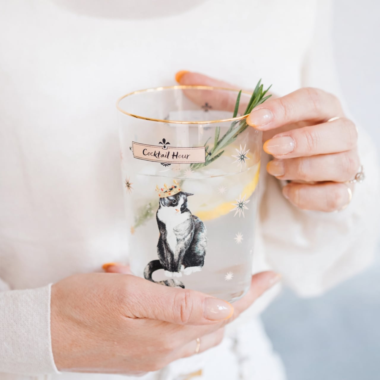 【YVONNE ELLEN】 ウォーターグラス｜ ネコ