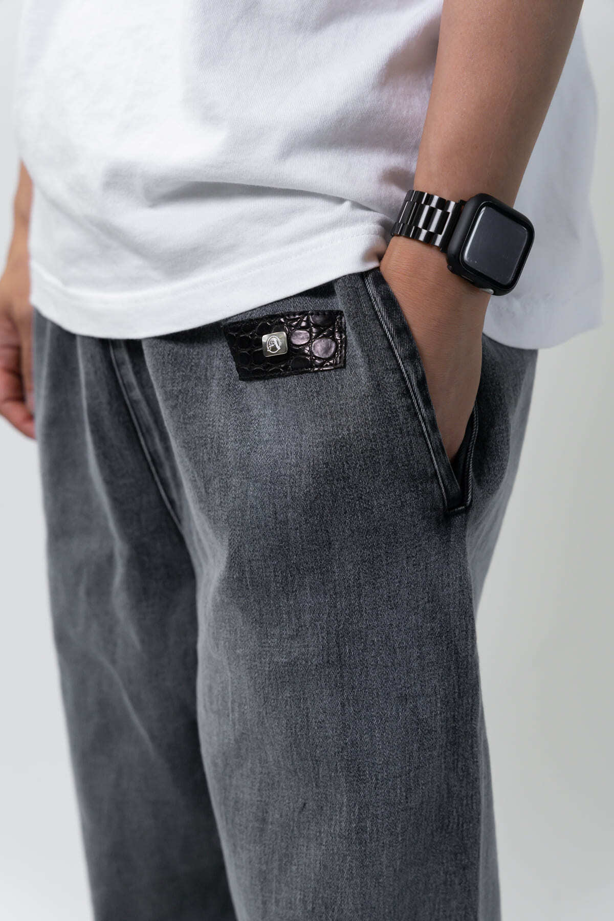 20着限定｜特別復刻】クロコダイル×デニム作務衣-深灰-【クロコダイル