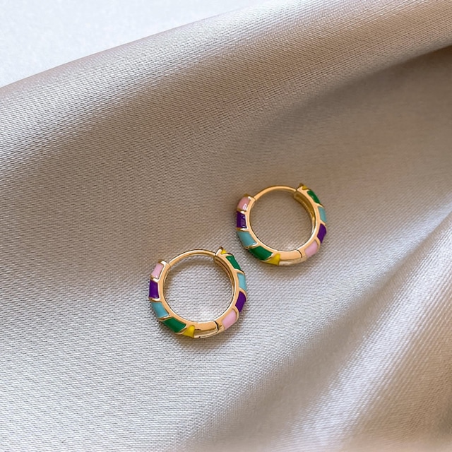 drop glazed enamel hoop earrings