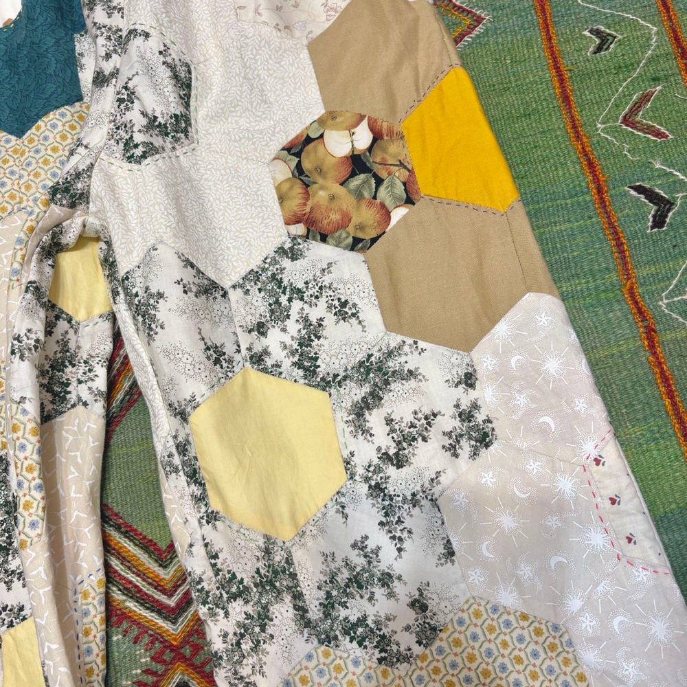 S*A様 vintage クロスパッチワークパンツ リメイク muchacha/デニム&パッチワーク刺繍転写 スゥエットフレアー