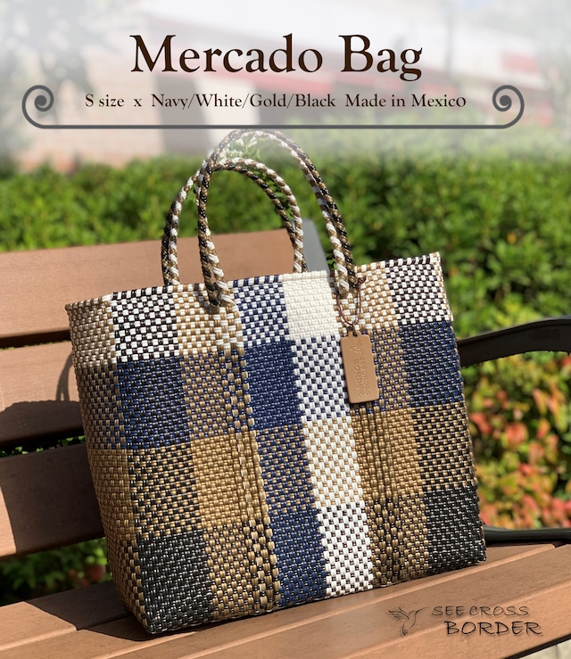 S Mercado Bag (Normal handle) Off-White/Gold/Black