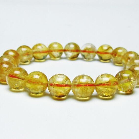 シトリンクォーツ ブレスレット 虹入り 10mm シトリン ブレス 一点物 メール便可 [M便 1/10] 111-46162