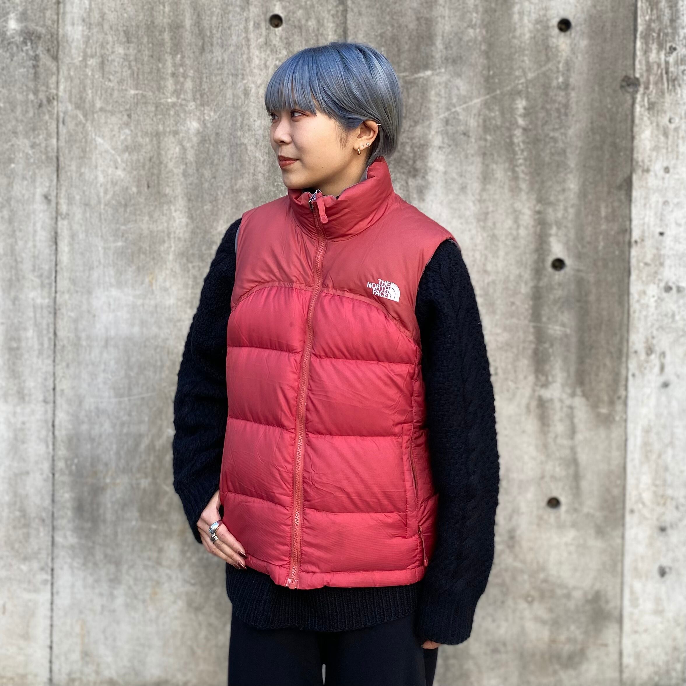 sizeWOMENS S THE NORTH FACE ヌプシベスト ダウンベスト 赤 サーモン