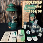 コールマン 220E 1962年8月製造 ツーマントル ランタン リフレクター付 COLEMAN ビンテージ パイレックスグローブ 完全分解清掃 メンテナンス済 60年代 サイドデカール 超美品 箱付き 点火良好