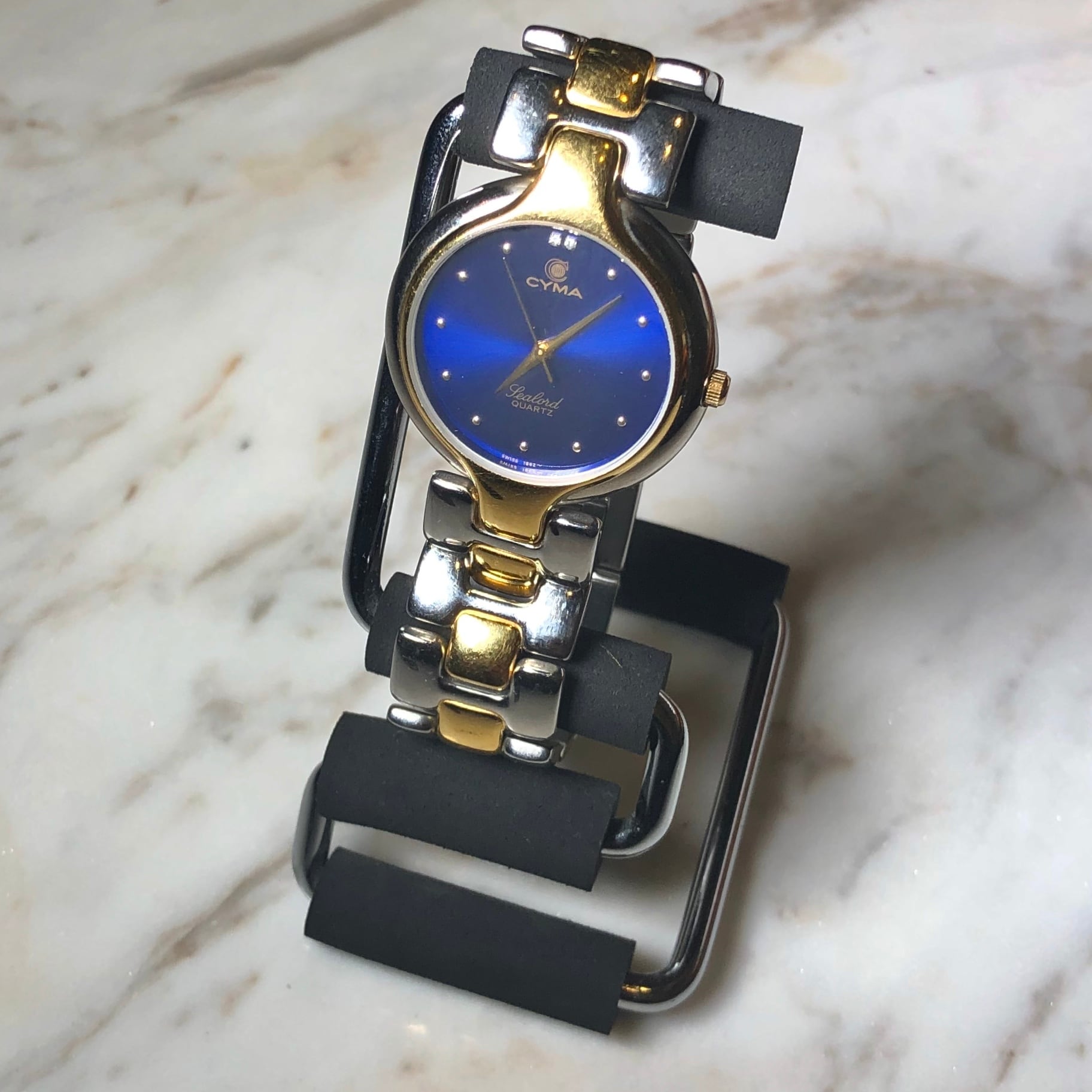 CYMA blue dial quartz watch | NOIR ONLINE