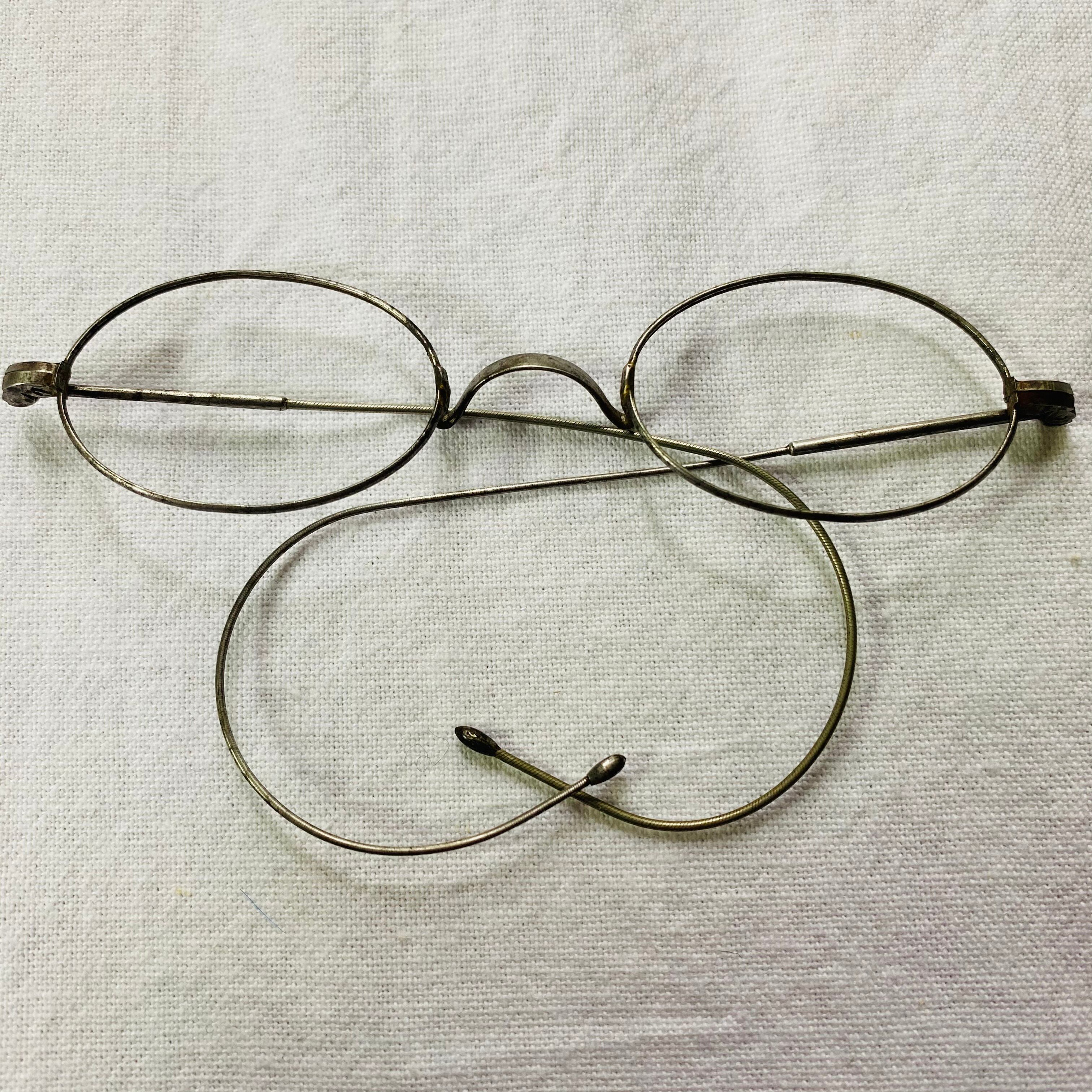 30s vintage Reading glasses USA製 ヴィンテージ メガネ シルバー 