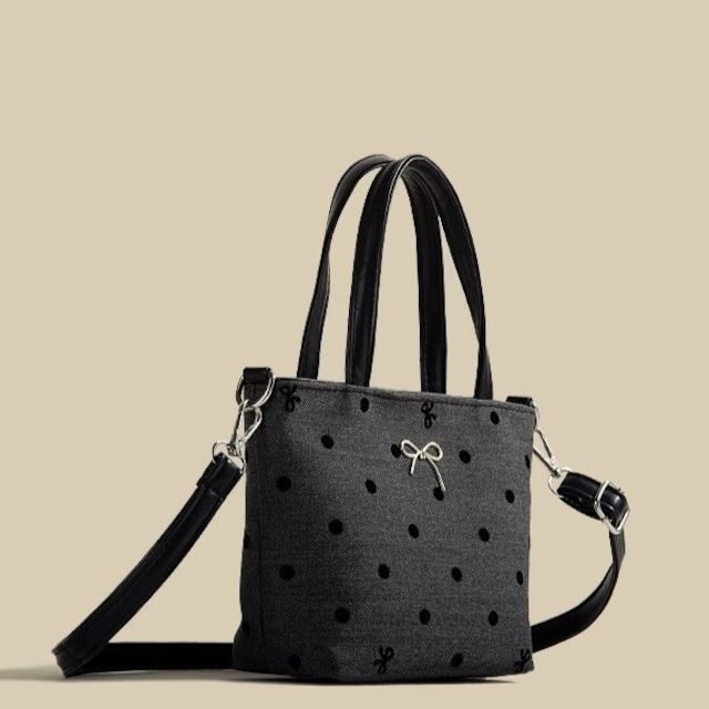 dot ribbon shoulder toto bag