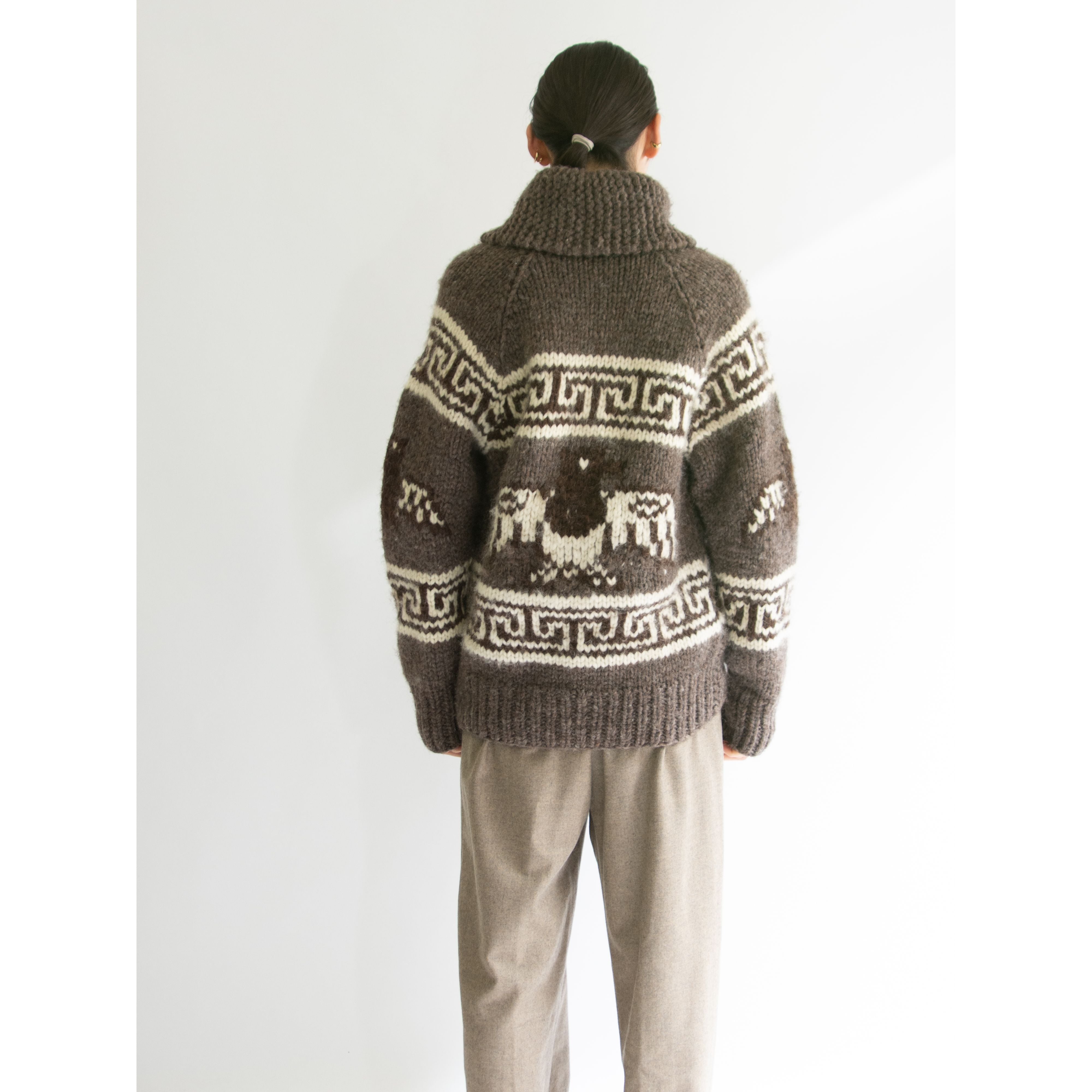 【Unknown Brand】70's Cowichan Cardigan "Thunderbird"（サンダーバード柄 カウチンセーター ウールニットカーディガン）