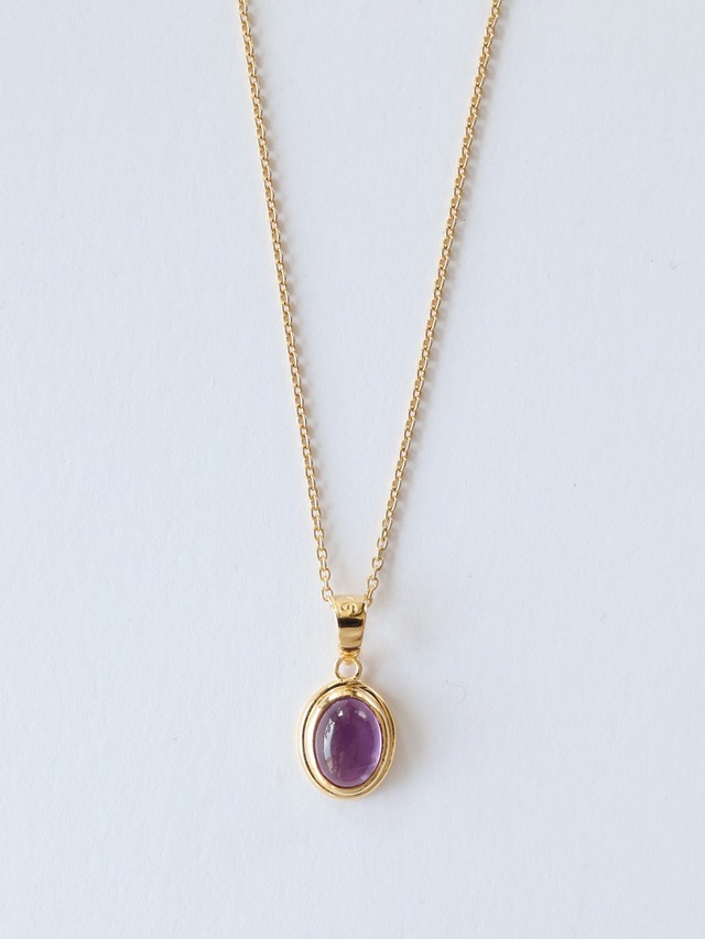 Step Bezel Gem Necklace  - Amethyst