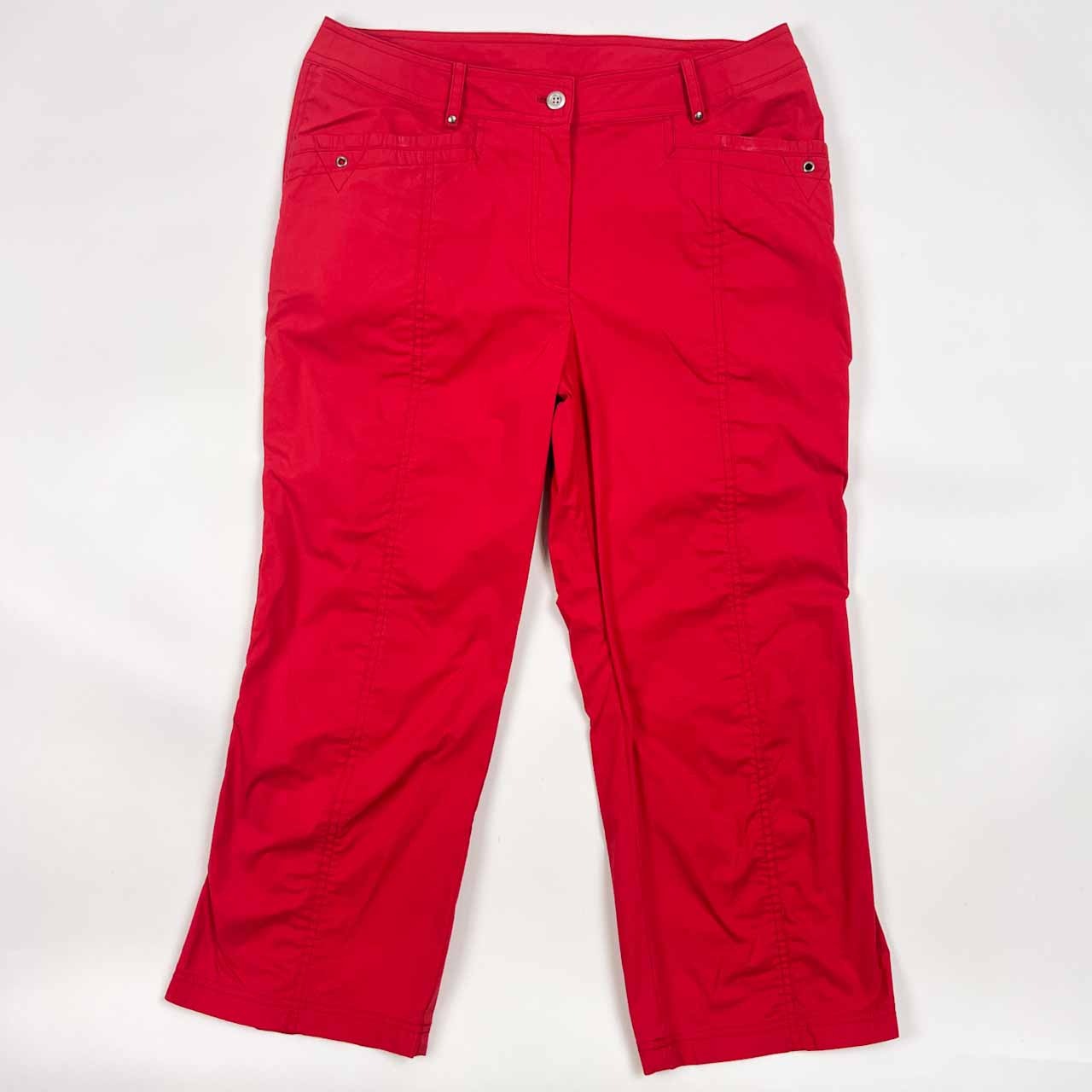 adabat アダバット クロップド丈 パンツ 42/レッド レディース ゴルフ