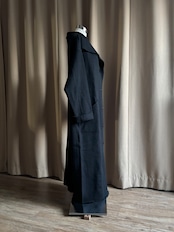 mode black big collar wool knit coat-5089-12