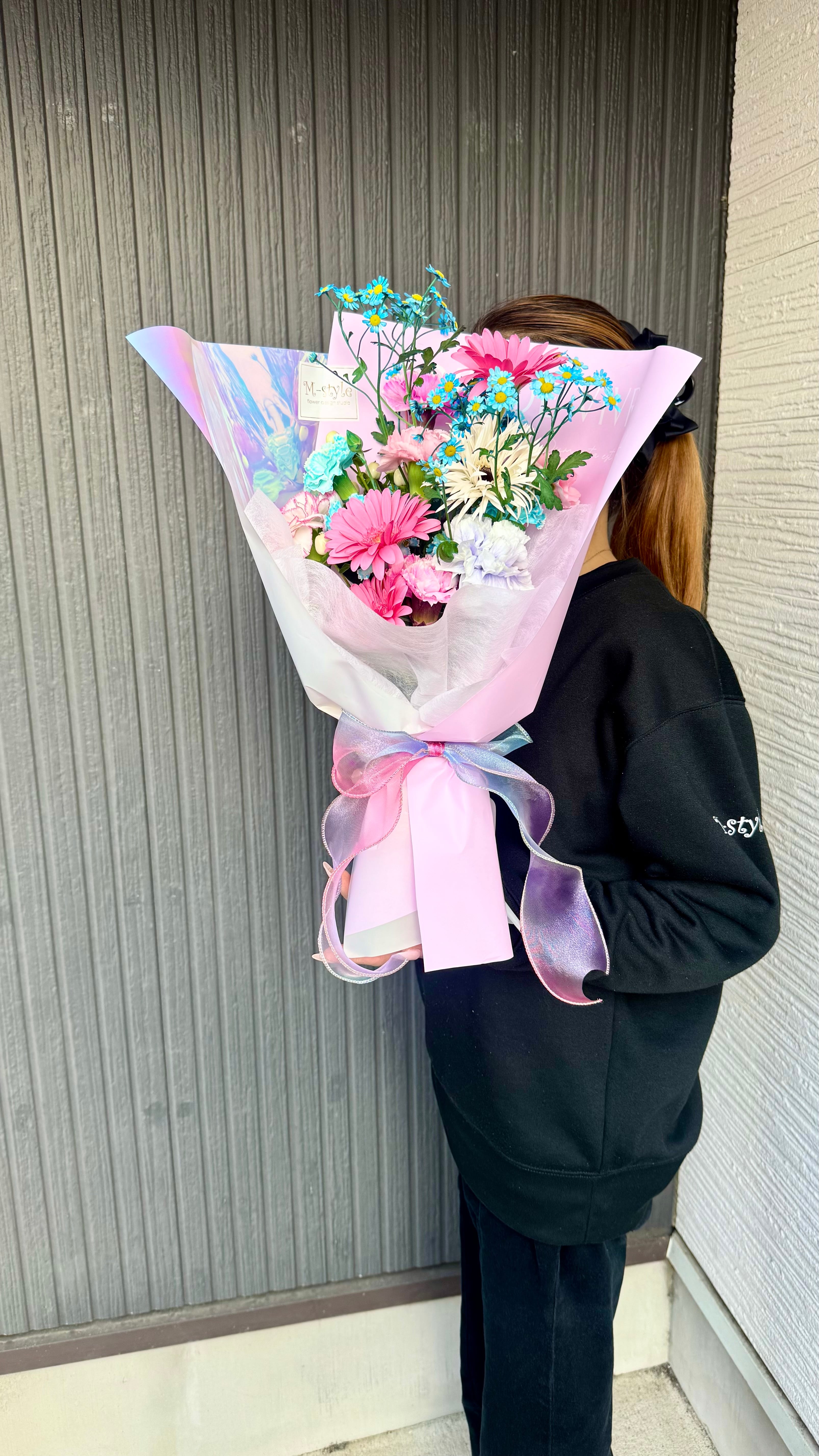 パステルカラーのやさしい花束 オーロララッピング仕上げ | mstyle878