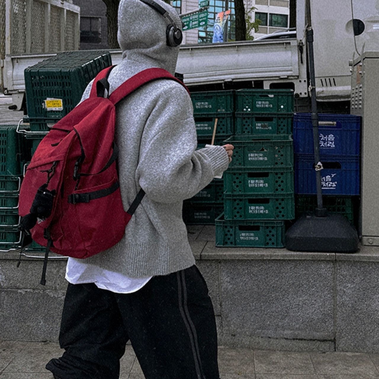 ルーズニットグレーフーディー　1056